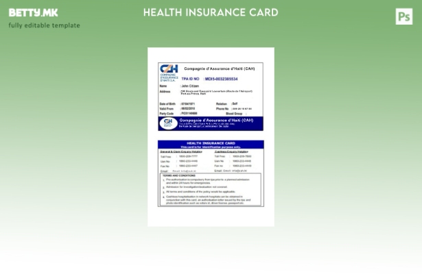 Шаблон за картичка за здравствено осигурување на Хаити во модерен стил